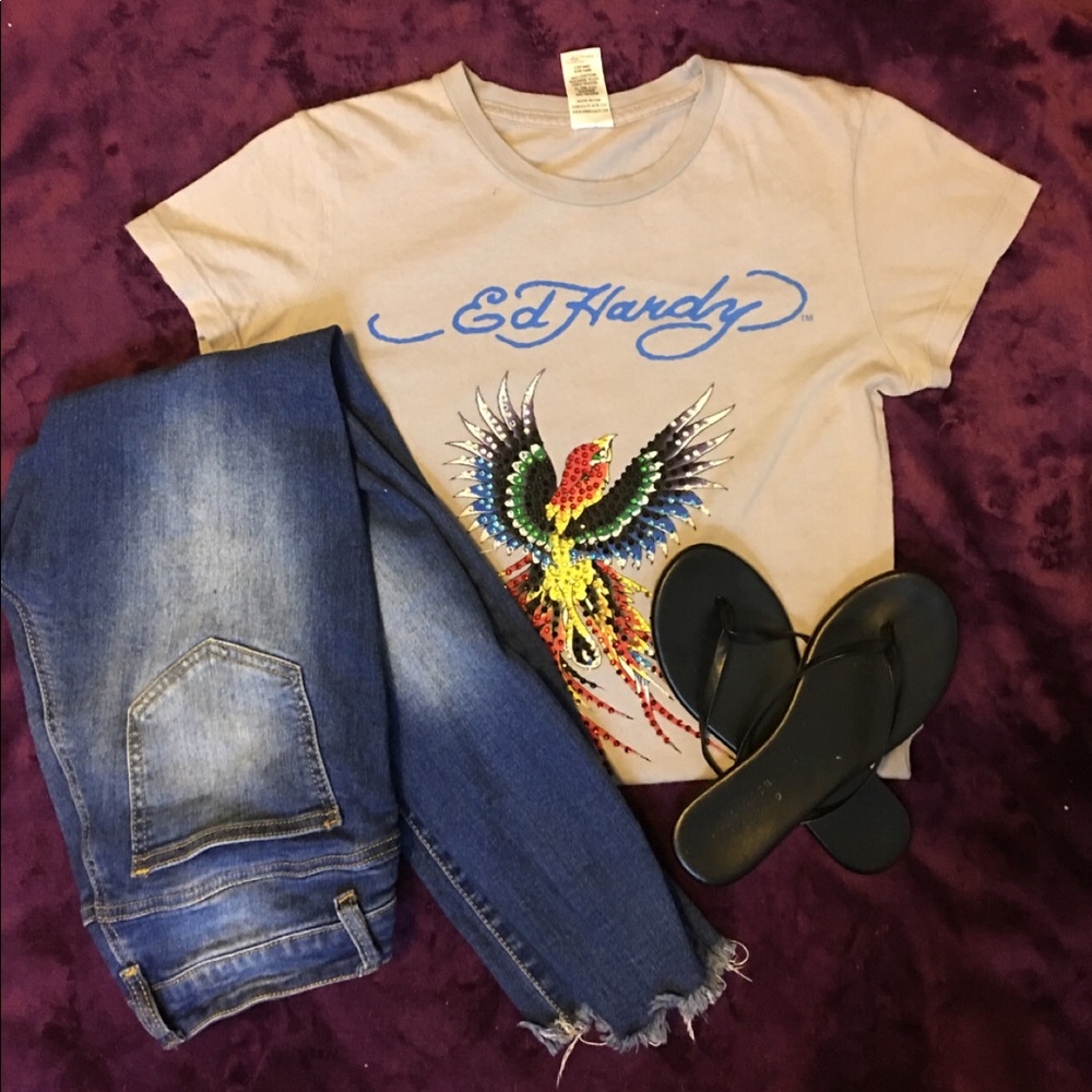 Beautiful Ed Hardy Tee ❤️🧡💚